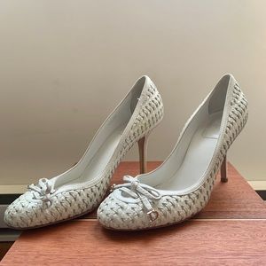 Christian Dior White Woven Pump